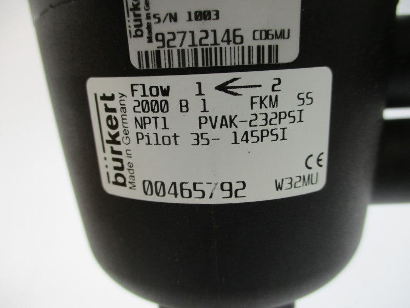 BURKERT 92712146 8803 120V 2000A 145PSI NSMP