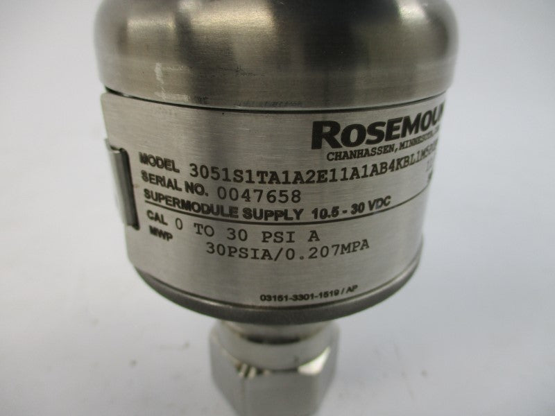 ROSEMOUNT 3051S1TA1A2E11A1AB4KBL1M5P2Q4 10.5-30VDC 0-30PSI NSNP