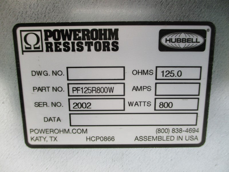 POWEROHM RESISTOR PF125R800W NSNP