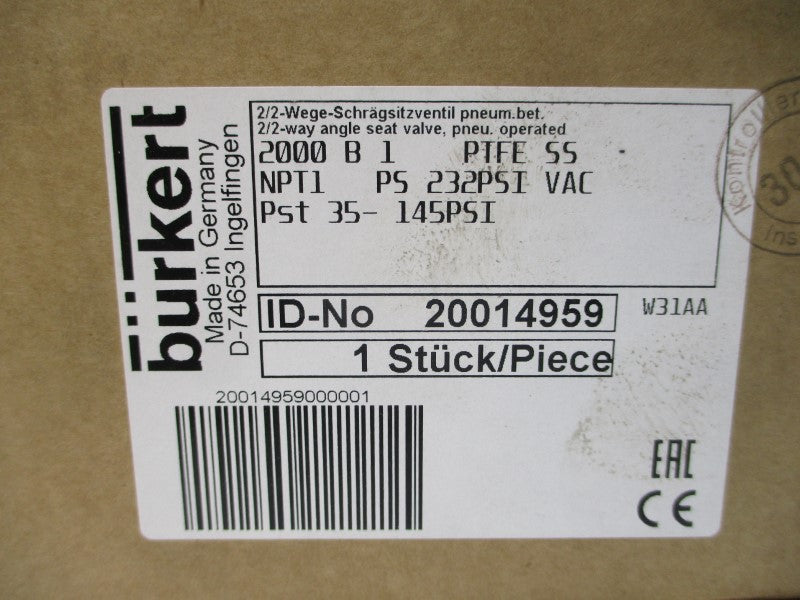 BURKERT 20014959 2000B 35-145PSI NSMP