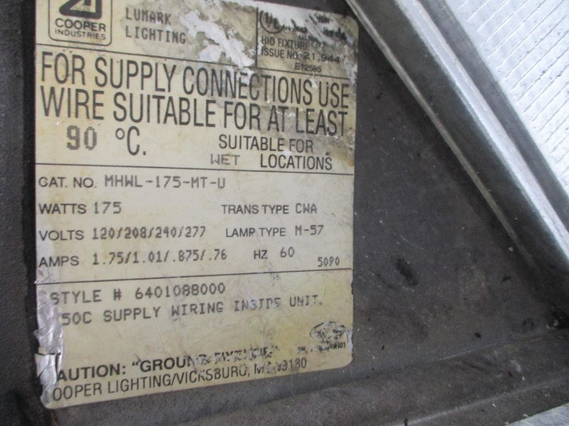 COOPER INDUSTRIES MHWL-175-MT-U 277V 1.75A UNMP