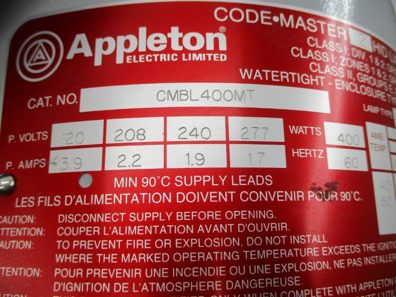 APPLETON CMBL400MT 277V 3.9A NSNP