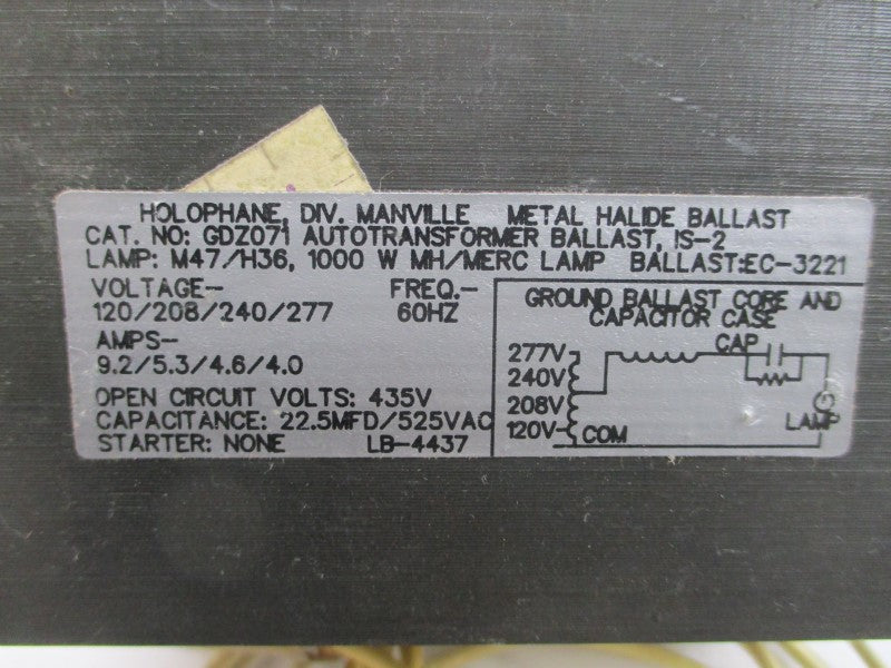 HOLOPHANE GDZ071 277V 9.2A NSNP