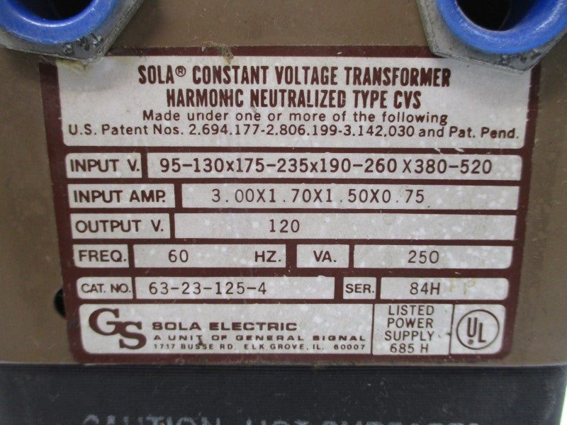 SOLA 63-23-125-4 SER. 84H 380-520V 3.00A NSNP