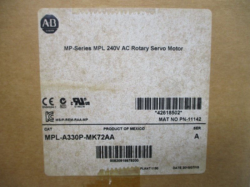 ALLEN BRADLEY MPL-A330P-MK72AA SER. A 240VAC 12.0A NSMP