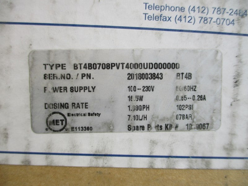 PROMINENT BT4B0708PVT4000UD000000 2018003843 100-230V 0.65-0.26A 102PSI NSMP