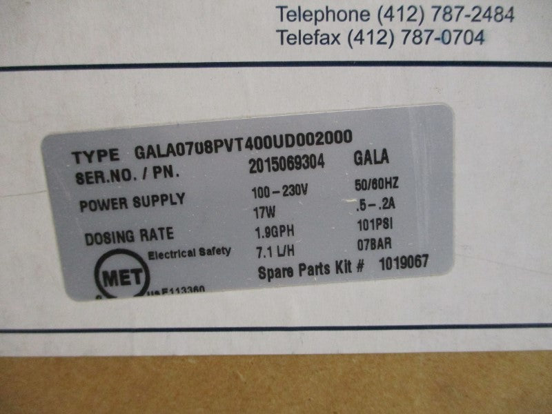PROMINENT GALA0708PVT400UD002000 2015069304 100-230V .5-.2A 101PSI NSMP