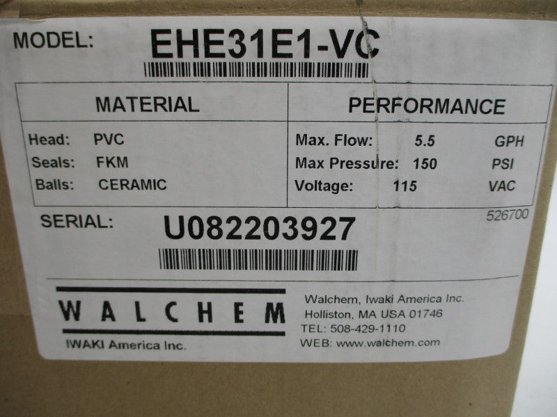 WALCHEM IWAKI EHE31E1-VC 115VAC 1.8A 150PSI NSMP
