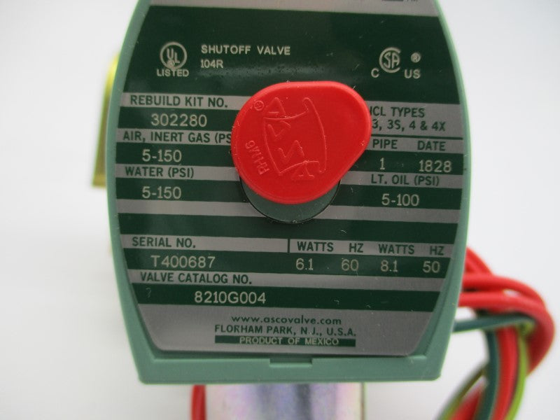 ASCO 8210G004 220/240V 5-150PSI 1" NSMP