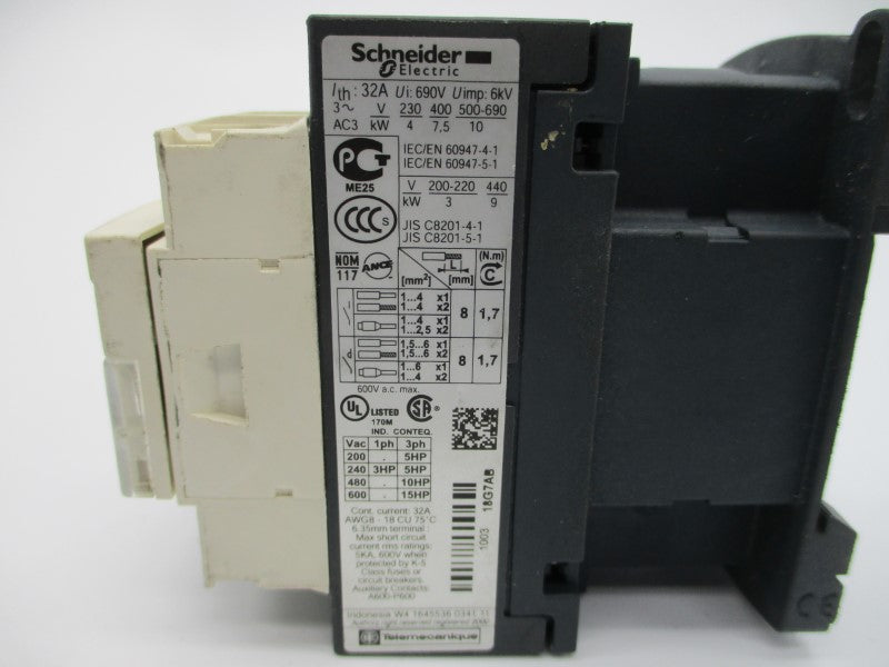 SCHNEIDER ELECTRIC LC1D18G7 120V 32A (AS PICTURED) NSNP