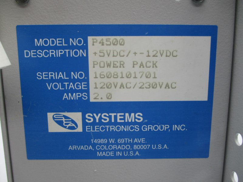 SYSTEMS ELECTRONICS GROUP P4500 120/230VAC 2.0A UNMP