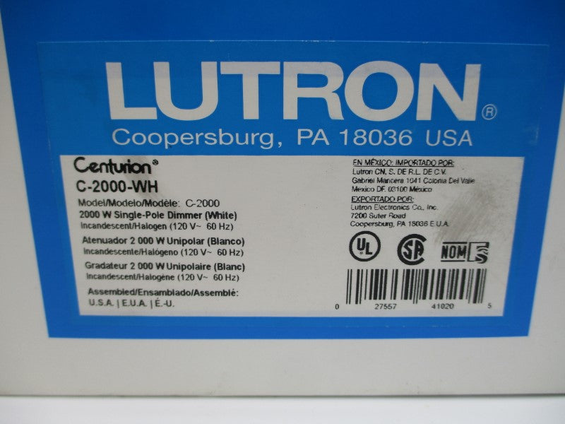 LUTRON C-2000-WH 120V (WHITE) NSMP