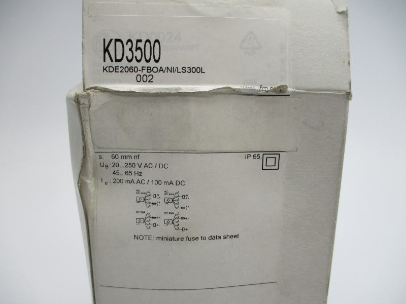 IFM EFECTOR KD3500 KDE2060-FBOA/NI/LS300L 20-250VAC/DC NSMP