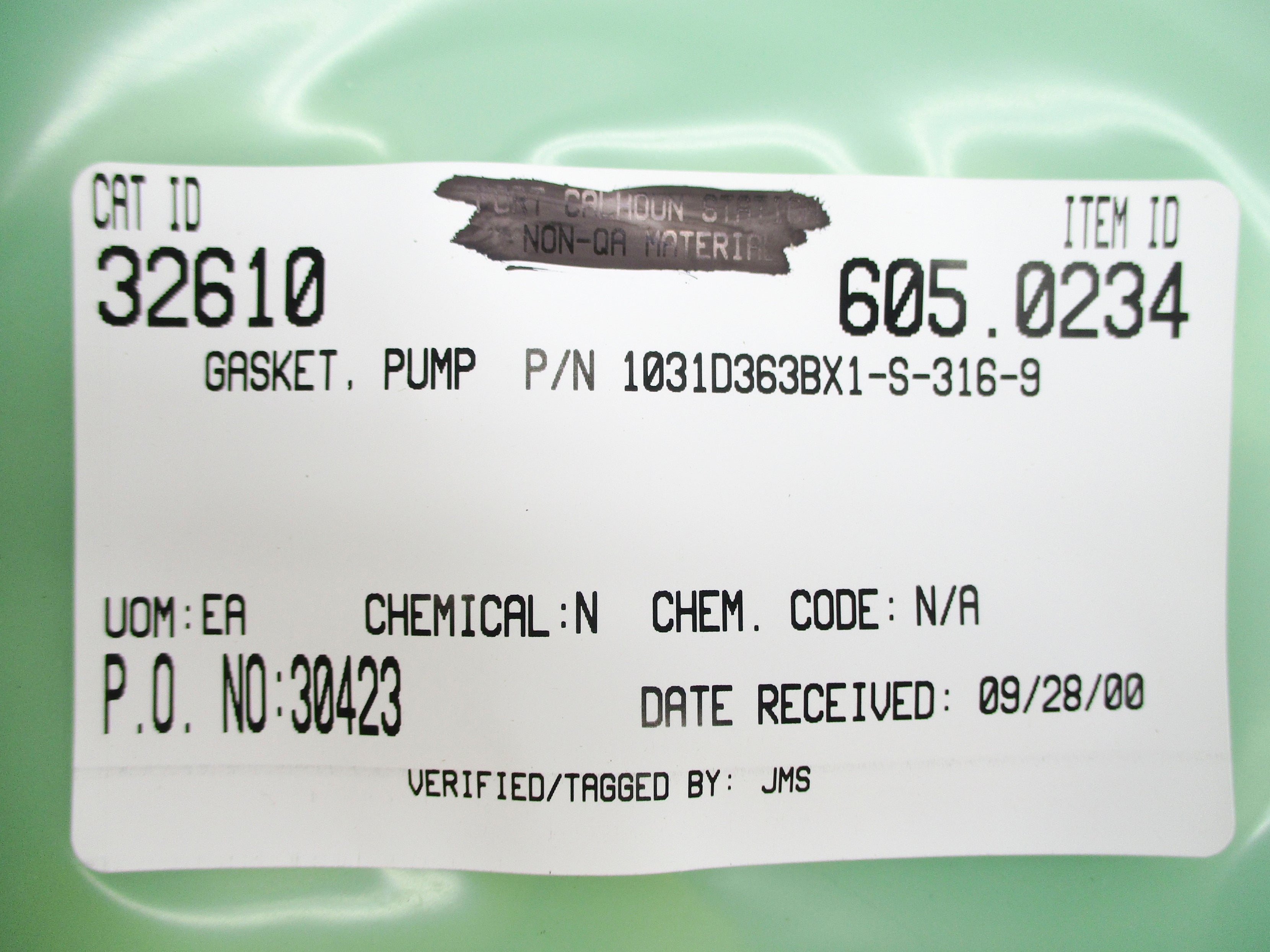 GASKET 1031D363BX1-S-316-9 NSMP