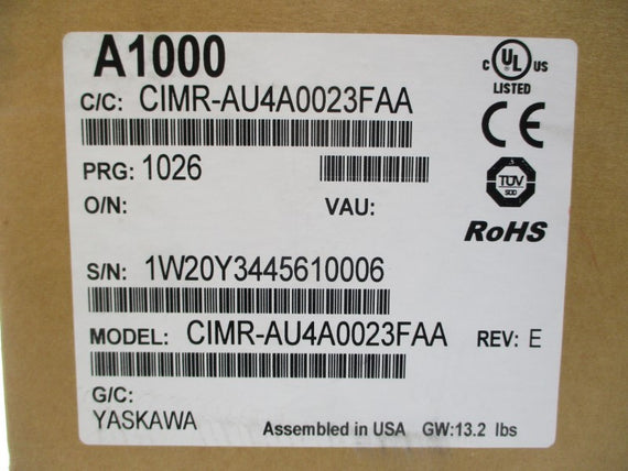 YASKAWA CIMR-AU4A0023FAA 380-480VAC 24/20A REV. E NSMP