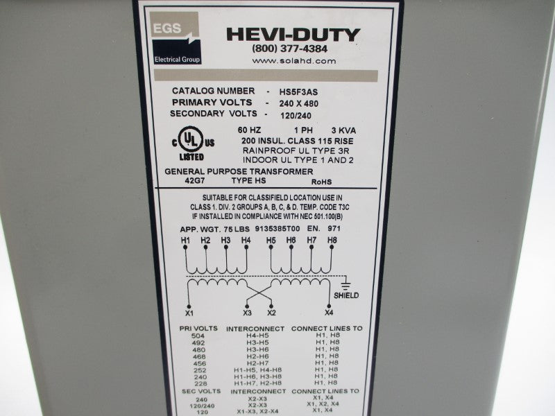 HEVI DUTY-HS5F3AS 240/480V NSMP