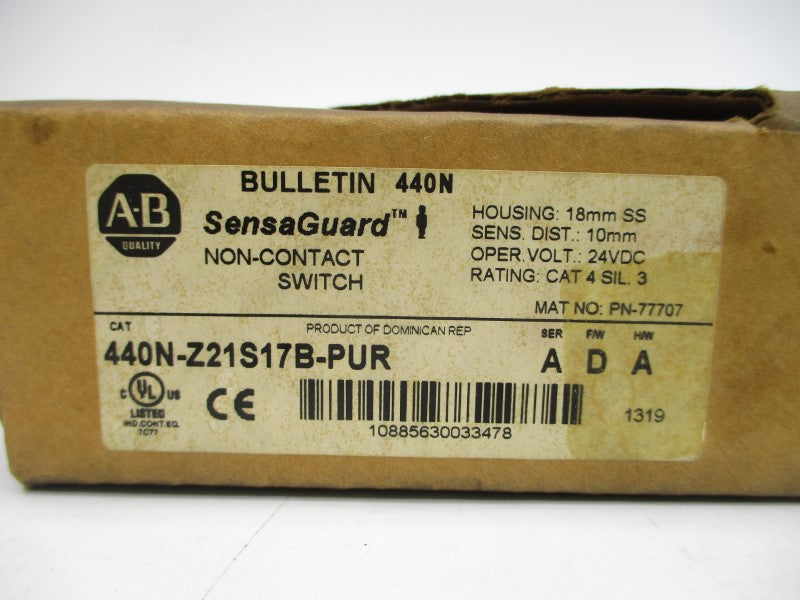 ALLEN BRADLEY 440N-Z21S17B-PUR SER. A F/W D 24VDC (BR/WH) NSMP
