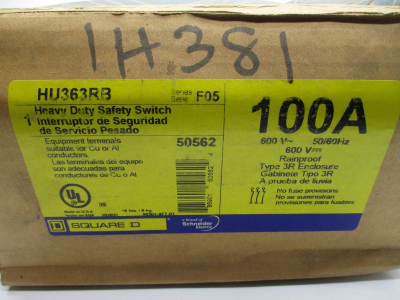 SQUARE D HU363RB SER. F05 600V 100A NSFS