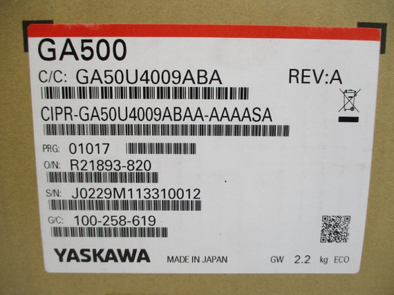 YASKAWA CIPR-GA50U4009ABAA-AAAASA 380-480VAC 9.4/8.2A REV. A NSMP