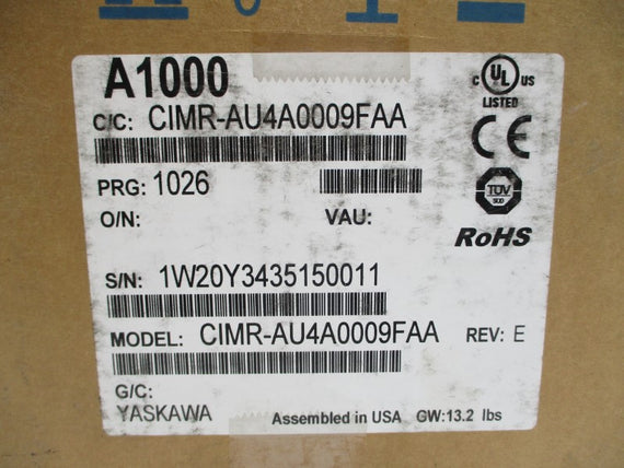 YASKAWA ELECTRIC CIMR-AU4A0009FAA 380-480VAC 9.4/8.2A REV. E NSMP