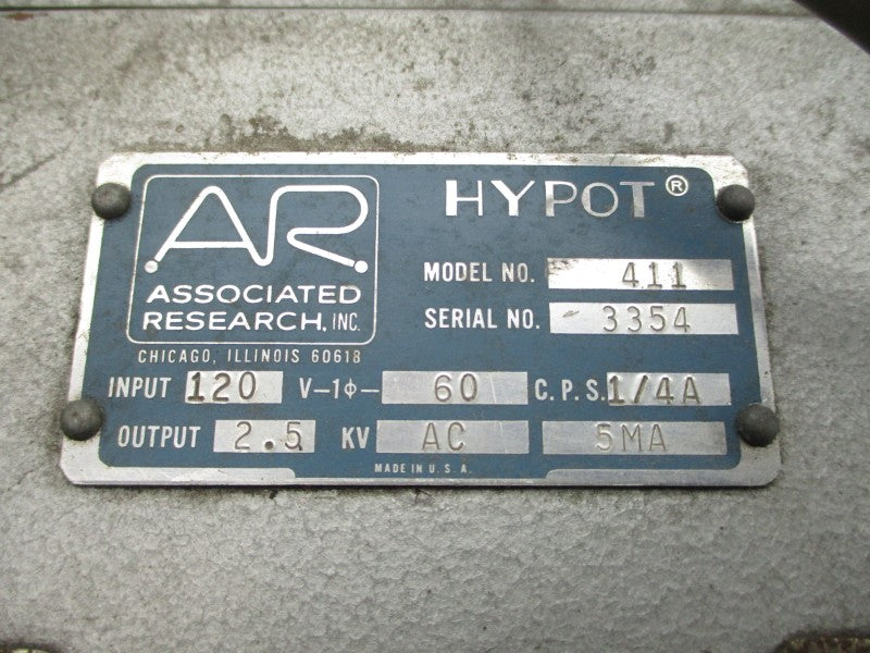 ASSOCIATED RESEARCH HYPOT 411 120V 1/4A (AS PICTURED) UNMP