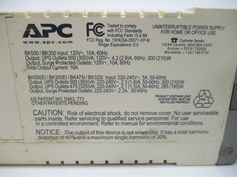 APC BK500 BB0331029486 120V 10A UNMP