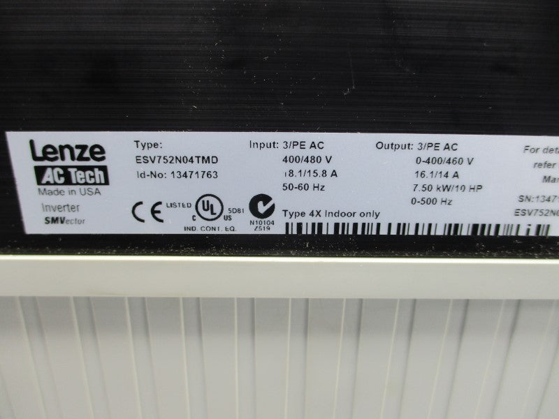 LENZE ESV752N04TMDXX1C43 13471763 400/480VAC 18.1/15.8A NSMP
