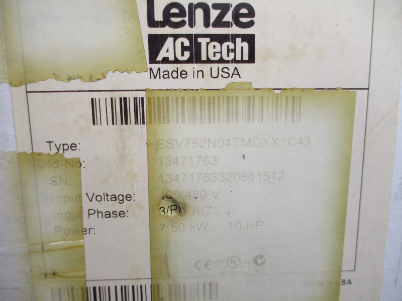 LENZE ESV752N04TMDXX1C43 13471763 400/480VAC 18.1/15.8A NSMP