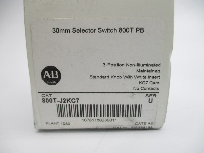 ALLEN BRADLEY 800T-J2KC7 SER. U (WH) NSMP