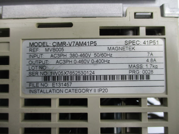 YASKAWA CIMR-V7AM41P5 380-460VAC 7A (AS PICTURED) UNMP