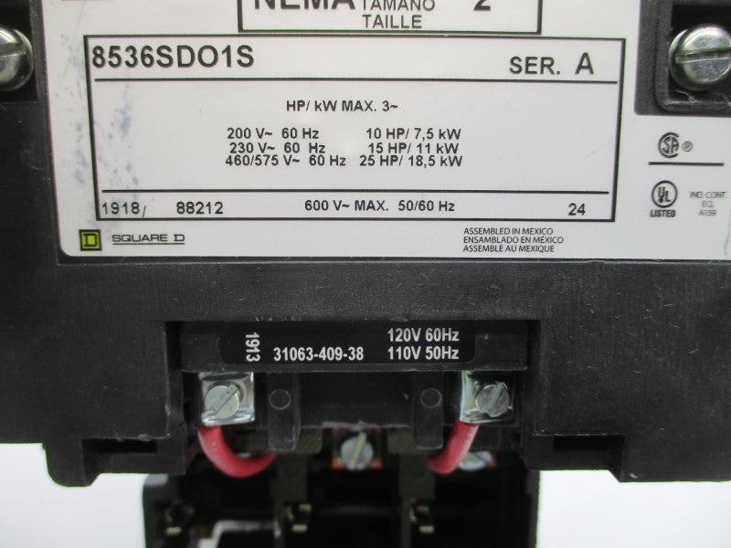 SQUARE D 8536SDO1V02S SER. A 110/120V NSNP