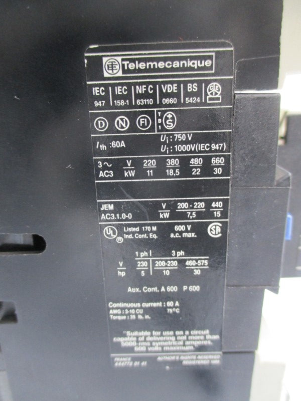 TELEMECANIQUE LC1D4011B7 24V 30-40A NSNP