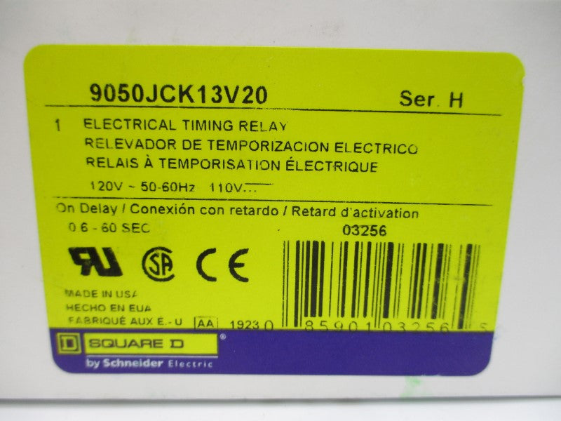 SQUARE D 9050JCK13V20 SER. H 0.6-60SEC 110/120V 10A NSMP