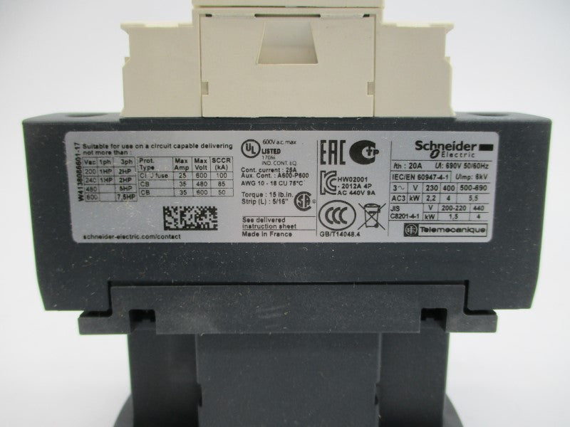 SCHNEIDER ELECTRIC LC1D098G7 120V 20A NSMP