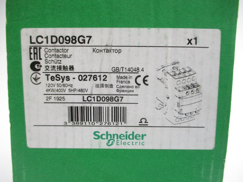 SCHNEIDER ELECTRIC LC1D098G7 120V 20A NSMP