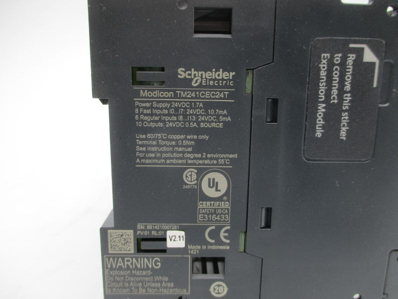SCHNEIDER ELECTRIC TM241CEC24T 24VDC 1.7A NSMP