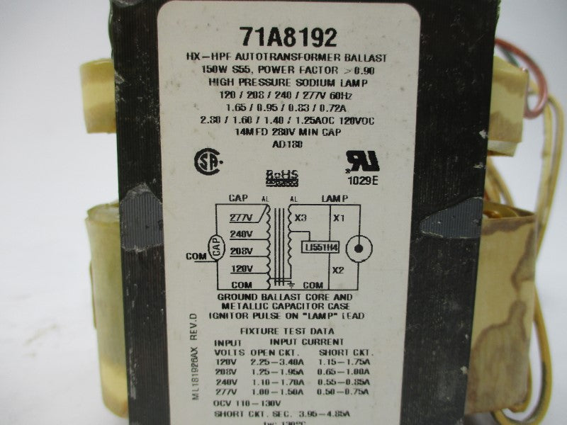 PHILIPS ADVANCE 71A8172-001D 277V 1.65A NSMP