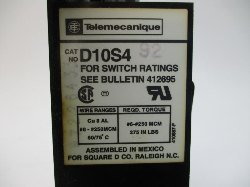 TELEMECANIQUE D10S4 600VAC 200A NSMP
