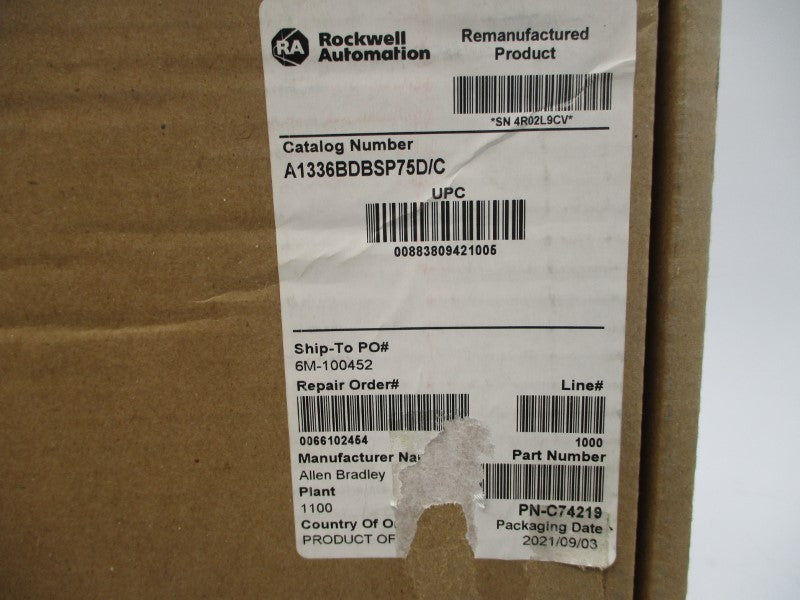 ALLEN BRADLEY A1336BDBSP75D SER. C REV. 17 REMAN