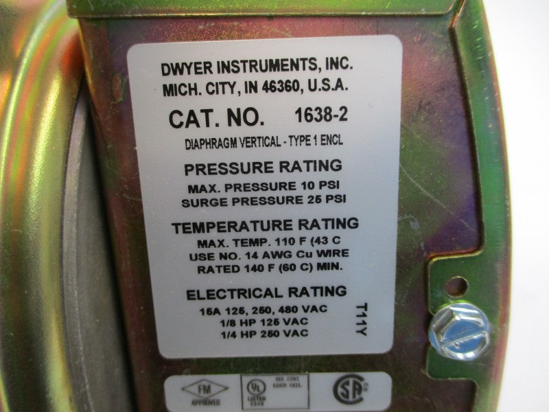 DWYER 1638-2 480VAC 15A 10PSI NSMP