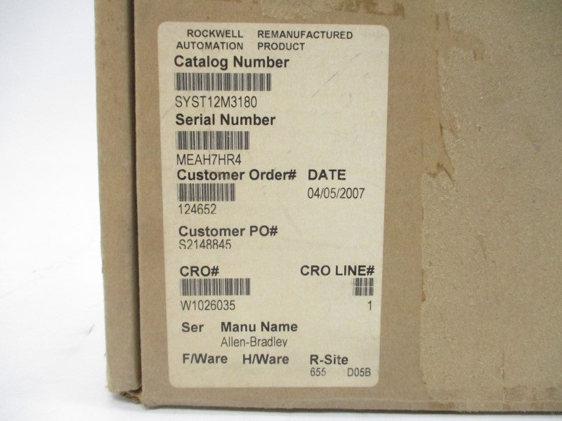 ALLEN BRADLEY SYST12M3180 12M03-00180-01 REV. 03 REMAN