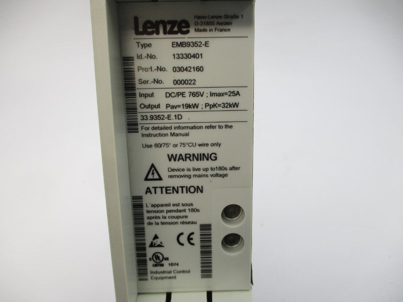 LENZE EMB9352-E 13330401 765VDC 25A UNMP