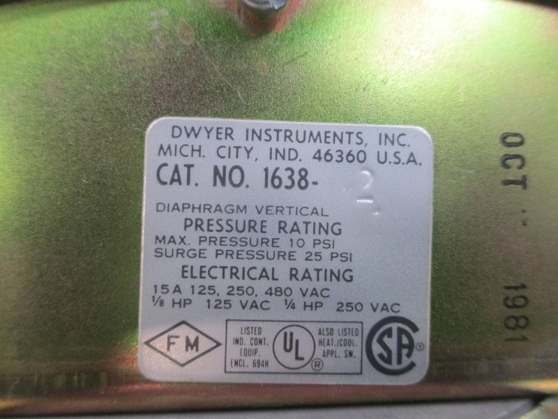 DWYER 1638-2 480VAC 15A 10PSI NSNP