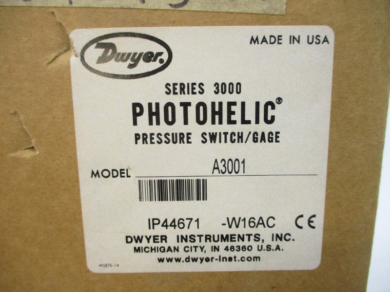 DWYER A3001 120/240VAC 10A 25PSI 0-1.0 NSMP