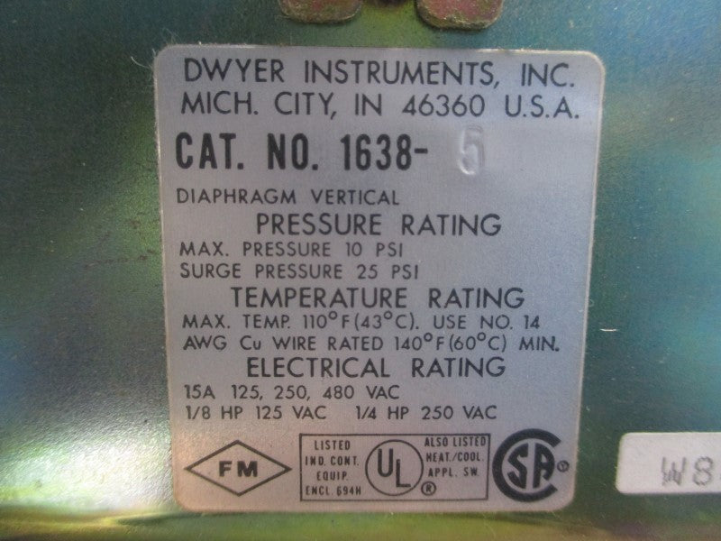 DWYER 1638-5 480VAC 15A 10PSI NSMP