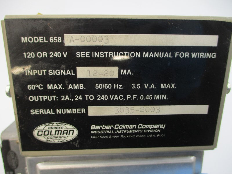 BARBER COLMAN EA53-13370-000-0-00 A-00003 120V .65A NSNP