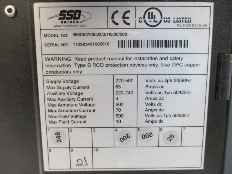 SSD DRIVES 590C/0700/5/3/2/1/0/00/000 220-500VAC 63A NSNP