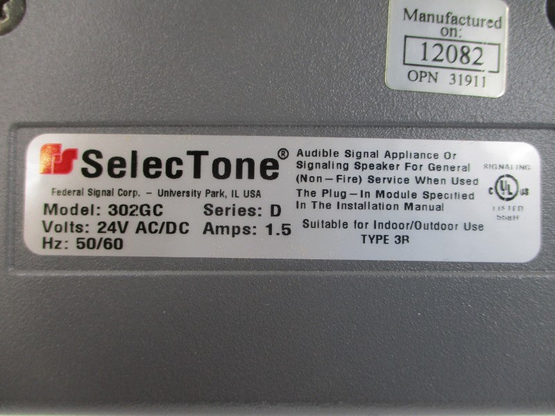 FEDERAL SIGNAL 302GC-024 SER. D 24VAC/DC 1.5A NSMP