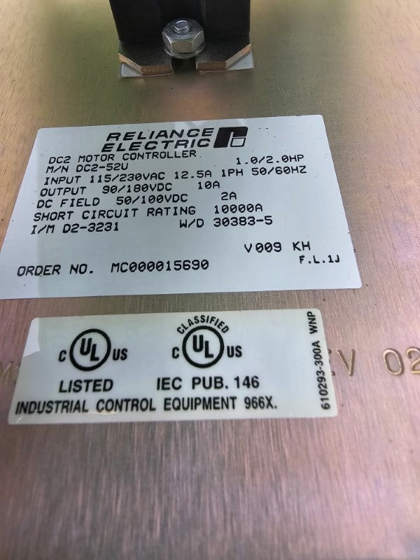 RELIANCE ELECTRIC DC2-52U 115/230VAC 12.5A NSMP
