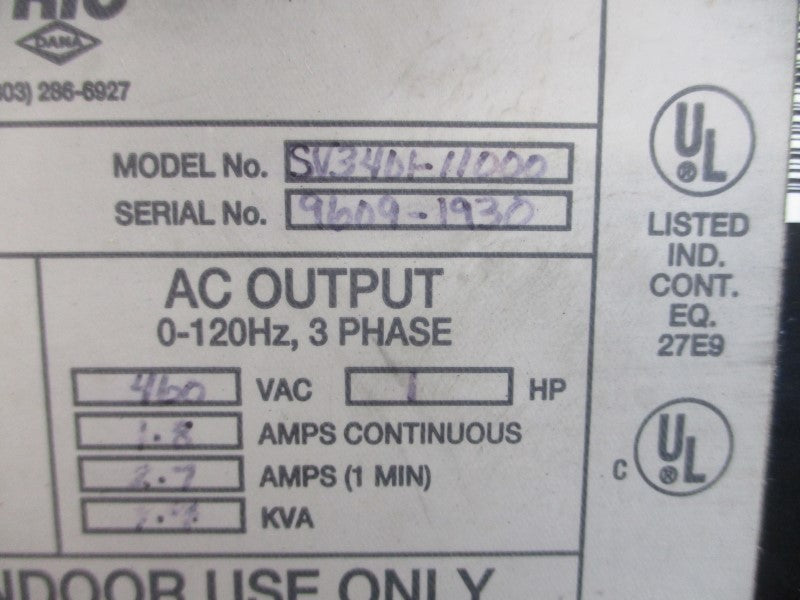 WARNER ELECTRIC SV3401-11000 460VAC 2.6A NSNP